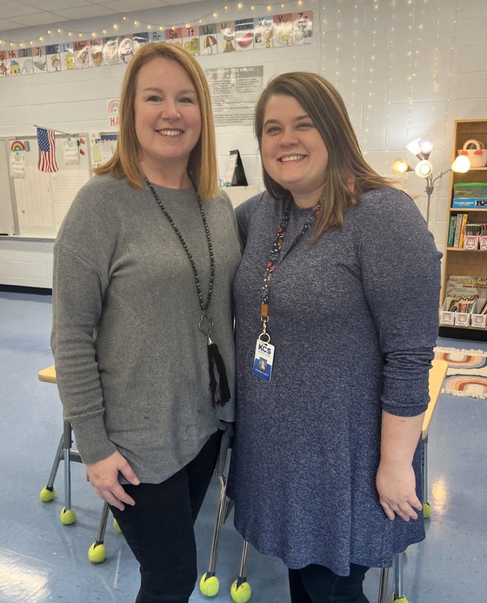 Michelle Nantz, Special Education Kindergarten-3rd grade teacher, left with Shannon Chancey, ELL Kindergarten-5th grade teacher at Gibbs Elementary