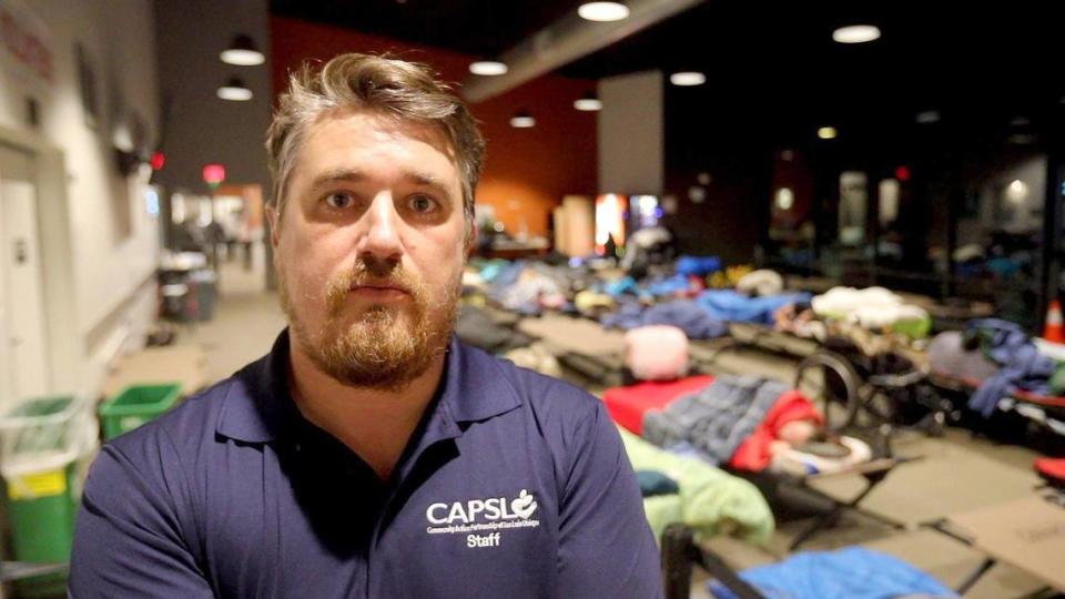 Jack Lahey, seen here Nov. 29, 2023, is director of homeless services at CAPSLO, working at the 40 Prado Homeless Services Center in San Luis Obispo. The CAPSLO facility opens a warming center with extra beds when temperatures fall or rain is in the forecast.