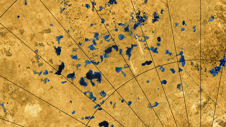<span class="caption">Radar images reveal lakes on Titan’s surface.</span> <span class="attribution"><span class="source">NASA/JPL-Caltech/ASI/USGS</span></span>
