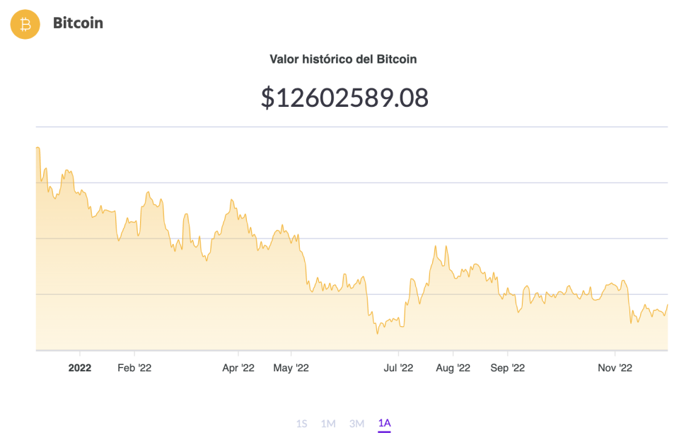 La variación del precio del Bitcoin en pesos en el último año. Fuente: Ripio.