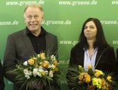 <p>Katrin Göring-Eckardt und Jürgen Trittin feiern am 12. November 2012 ihre Wahl zu den Spitzenkandidaten in Berlin. (Bild: AP Photo/Markus Schreiber) </p>