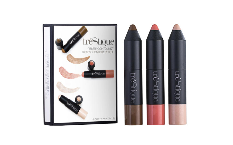 <p>trèStiQue is a brand completely dedicated to travelers—the magnetic closures featured on every product make tossing your makeup in a carry-on mess-free. This contour kit is all you need to stay fresh on the fly.</p> <p>To buy: <a rel="nofollow noopener" href="https://trestique.com/bundles/trebebe-contour-kit" target="_blank" data-ylk="slk:Trestique.com;elm:context_link;itc:0;sec:content-canvas" class="link ">Trestique.com</a>, $40</p>