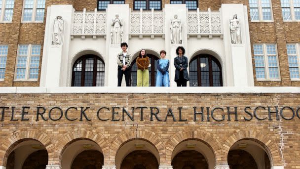 PHOTO: Students Ernest Quirk, Gryffyn May, Bekah Jackson and Addison McCuien at Little Rock Central High School on Thursday, March 2, 2023. (Megan Boyanton)