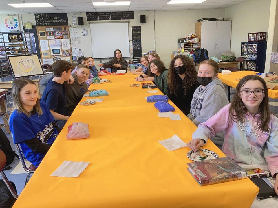 Gifts from the Lions Club were presented to Narragansett Middle School students with high artistic merit.