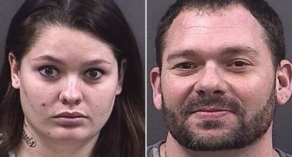 Samantha Kershner, 21, and her father Travis Fieldgrove, 39, have been charged with incest after getting married. Source: Hall County Jail