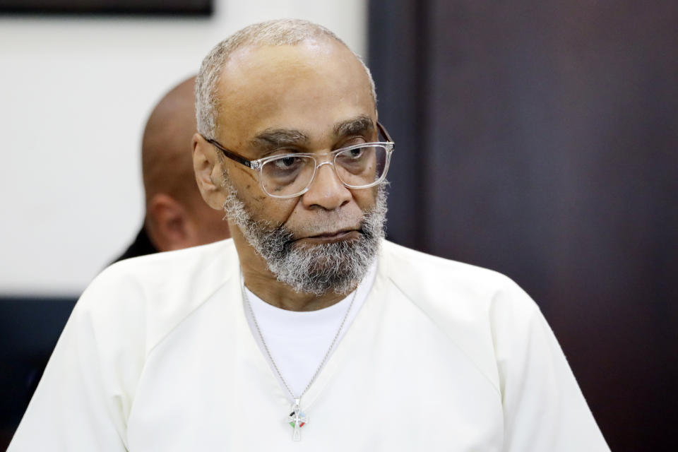 Abu-Ali Abdur'Rahman attends a hearing Wednesday, Aug. 28, 2019, in Nashville, Tenn. Abdur'Rahman, who was convicted of murder and is scheduled to be executed next April, claims that prosecutors' racially motivated dismissal of potential black jurors resulted in an unfair trial. A court order presented at the hearing will convert Abdur'Rahman's death sentence to a sentence of life in prison if approved by the judge. (AP Photo/Mark Humphrey)