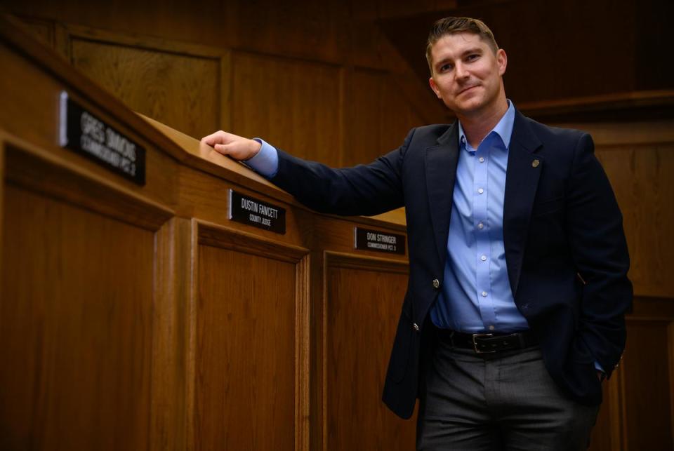 Ector County Judge Dustin Fawcett poses for a portrait Wednesday, Sept. 13, 2023 in Odessa.