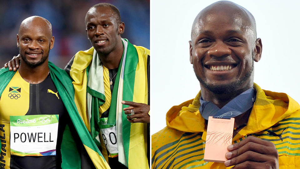 Pictured here are Jamaican sprint greats Asafa Powell and Usain Bolt.