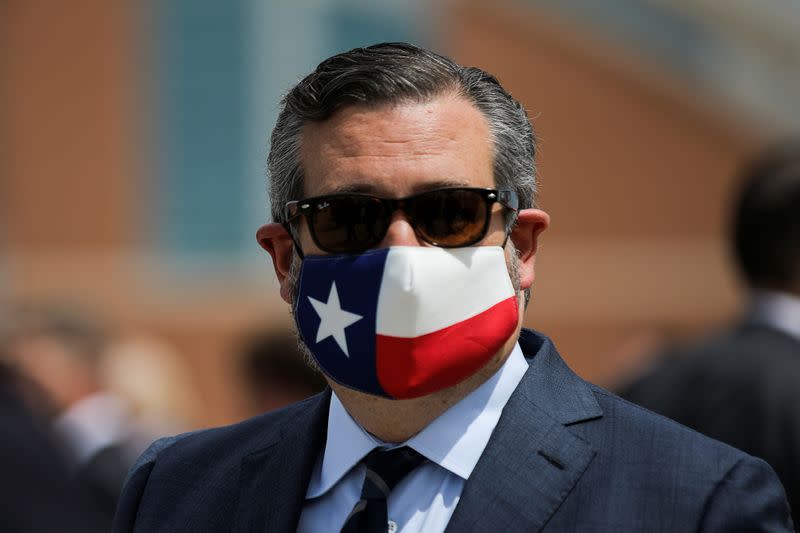 U.S. Senator Cruz arrives with President Trump at Midland International Air and Space Port in Midland, Texas