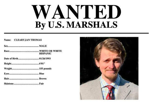 <p>U.S. Marshals via AP</p> A U.S. Marshals Wanted poster for Ian Cleary