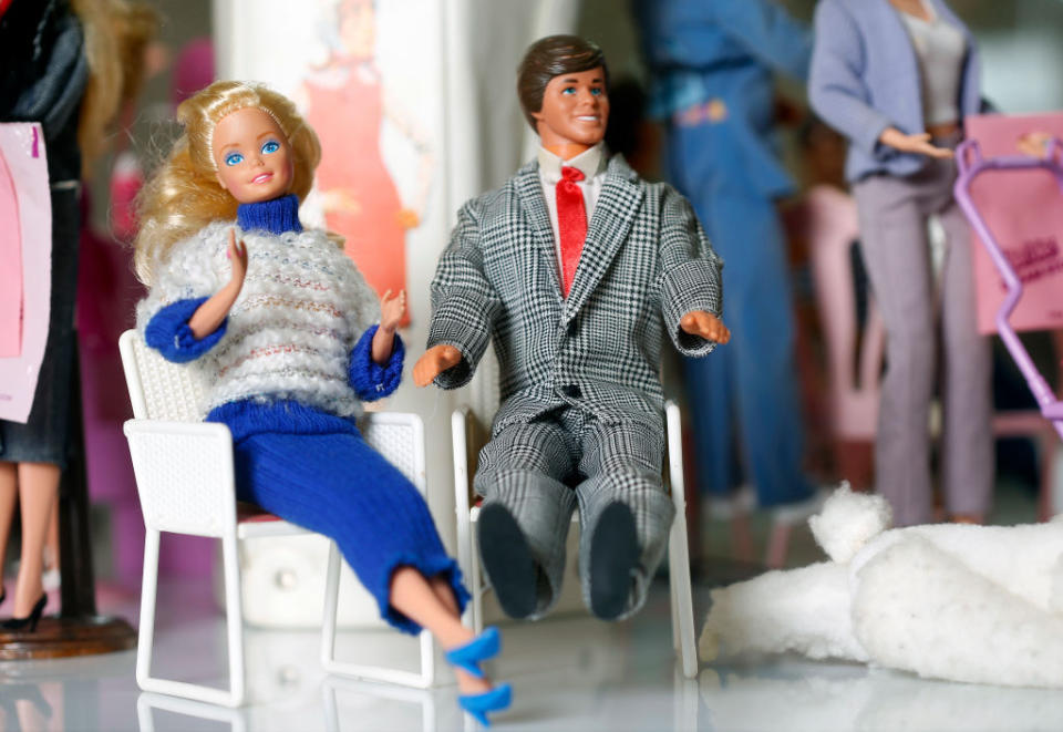 A Barbie doll and a Ken doll are displayed at an exhibition on March 8, 2019 in Soultz-Haut-Rhin, France<span class="copyright">Chesnot—Getty Images</span>