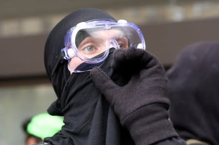 Counter-protesters demonstrate after a Proud Boys rally in Portland, Oregon