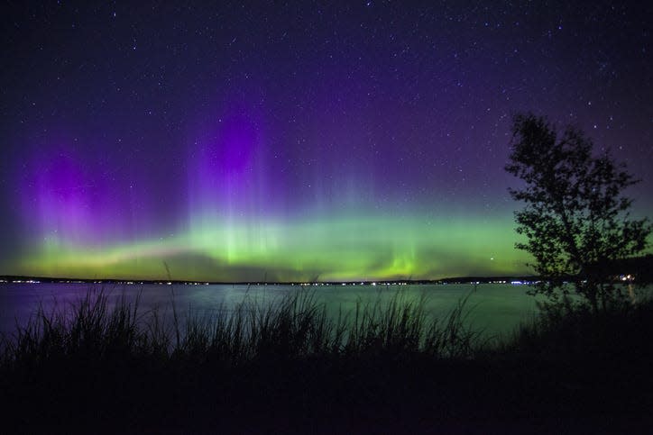 The northern lights at Higgins Lake South State Park in Michigan.