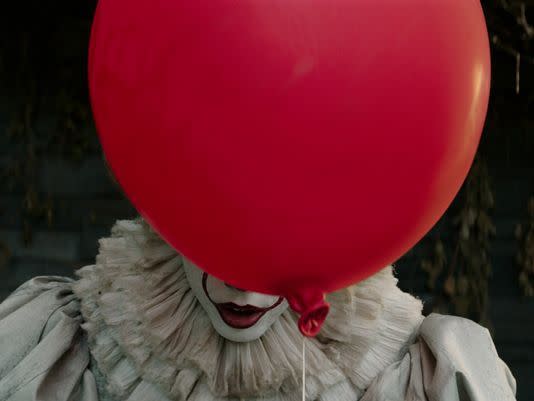 Balloons… made terrifying by It-clown Pennywise – Credit: Warner Bros/USA Today