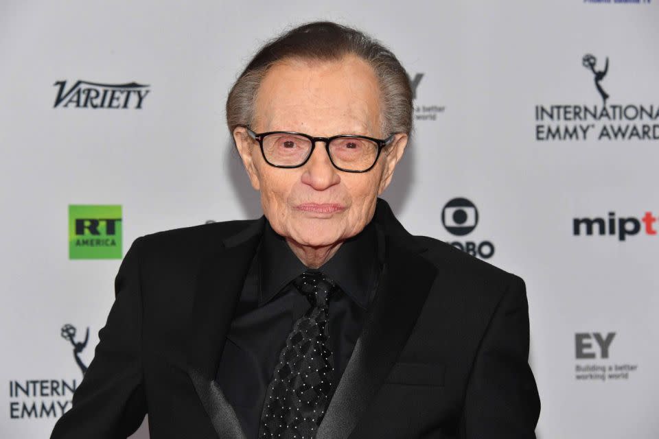 Larry King (pictured here last week) took Twitter to express his sadness of the news of David's death. Source: Getty