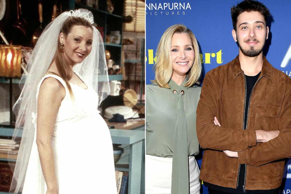 <p>Steve Granitz/WireImage; Gary Null/TV Guide/Warner Bros./courtesy Everett</p> Lisa Kudrow pregnant on Friends and with her son Julian now