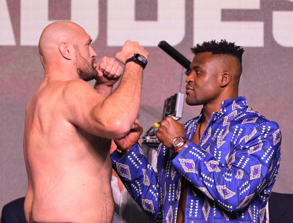 Tyson Fury and Francis Ngannou clash in a massive spectacle in Saudi Arabia tonight (REUTERS)