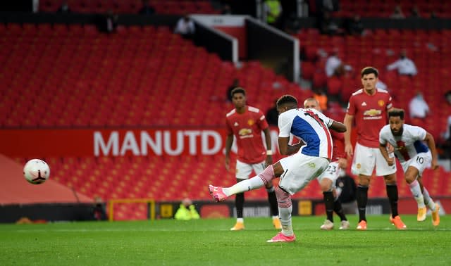 Wilfried Zaha scored twice for Crystal Palace at his old club Manchester United to inspire a second straight win for his boyhood side at Old Trafford 