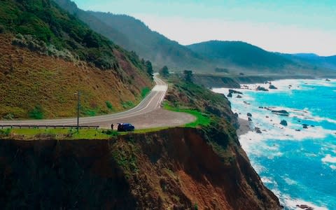 The area where the car was found off Pacific Coast Highway 1 near Westport, California - Credit: Alameda County Sheriff's Office via AP