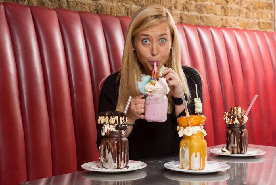 Milking it: Katie Strick takes the freakshake challenge at Maxwell’s: Matt Writtle