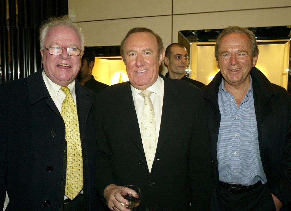 Johnstone, left, with Andrew Neil and Michael Buckley at The Business Christmas party in 2007