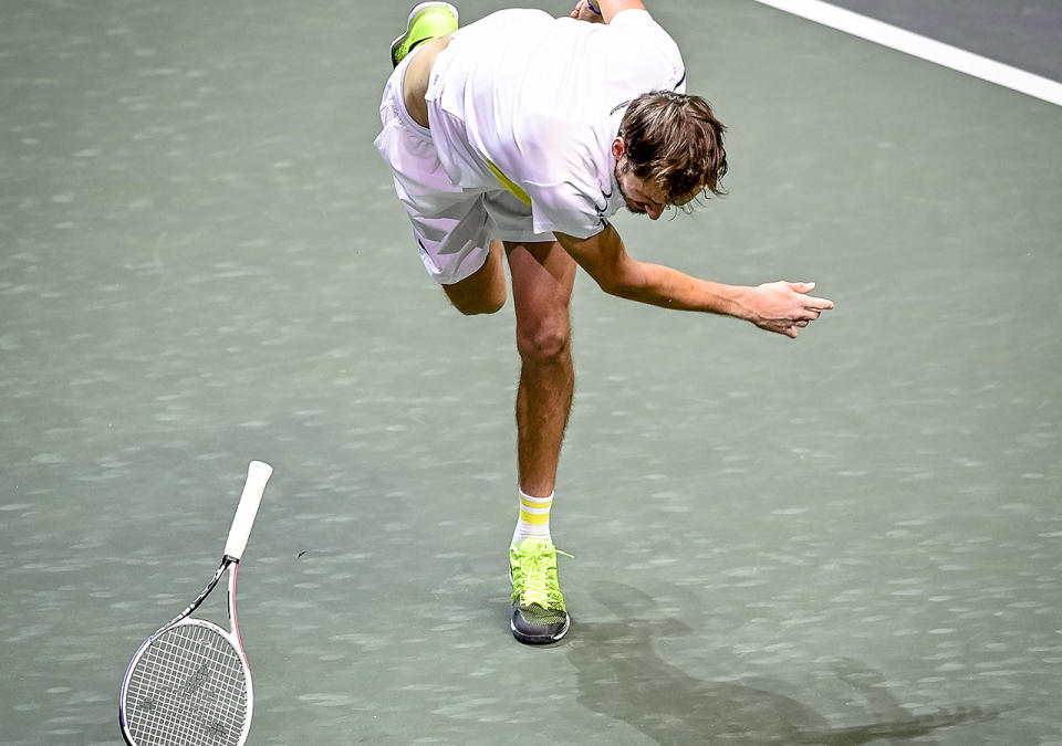 Daniil Medvedev, pictured here during his first-round loss in Rotterdam.