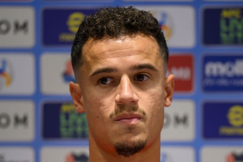 Philippe Coutinho attends a press conference