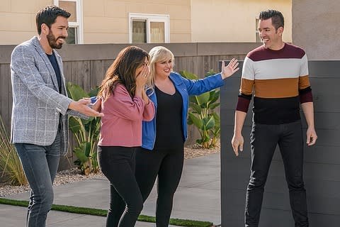 Rebel Wilson and the 'Property Brothers,' Drew and Jonathon Scott, unveil Nicole Leal's backyard transformation on HGTV's 'Celebrity IOU'