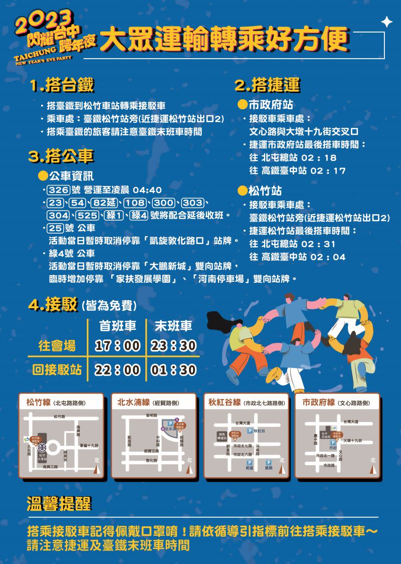 ▲台中市政府公佈跨年晚會當日交通規劃。（圖／台中市政府提供，2022.12.20）