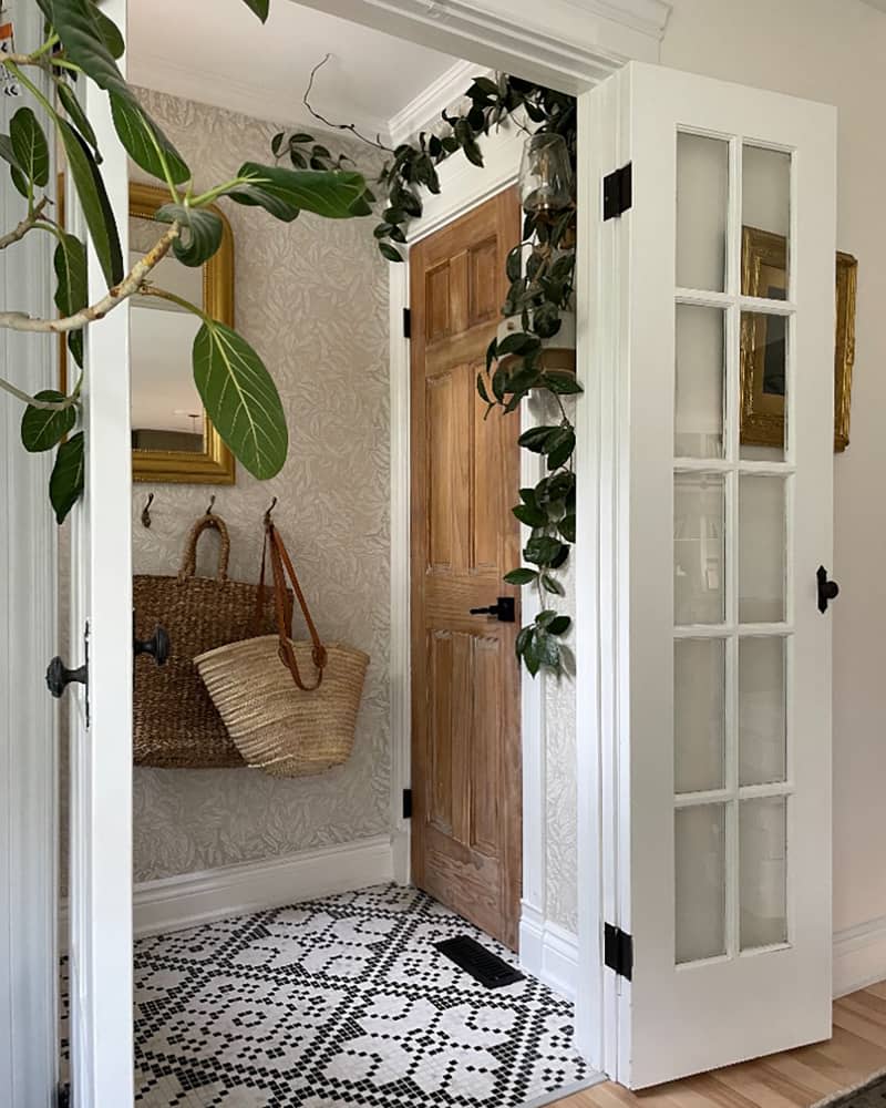 French door in entry way of newly renovated home.