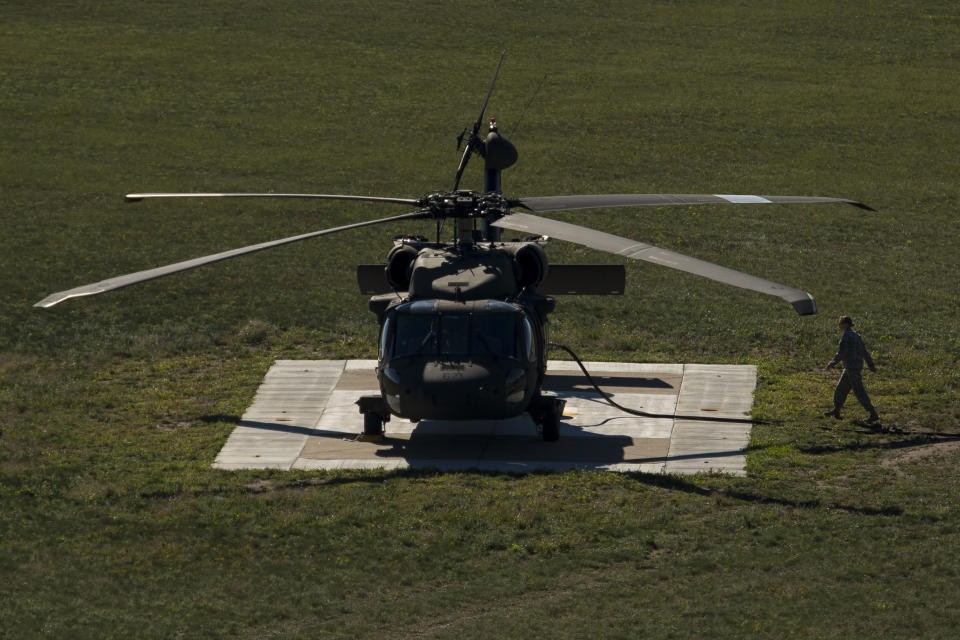 In this Aug. 25, 2015 photo, a Black Hawk helicopter was refueled at Camp Ripley in in northern Minnesota. A Black Hawk helicopter with three crew members aboard crashed Thursday, Dec. 5, 2019, in central Minnesota, a state National Guard official said. (Aaron Lavinsky/Star Tribune via AP)