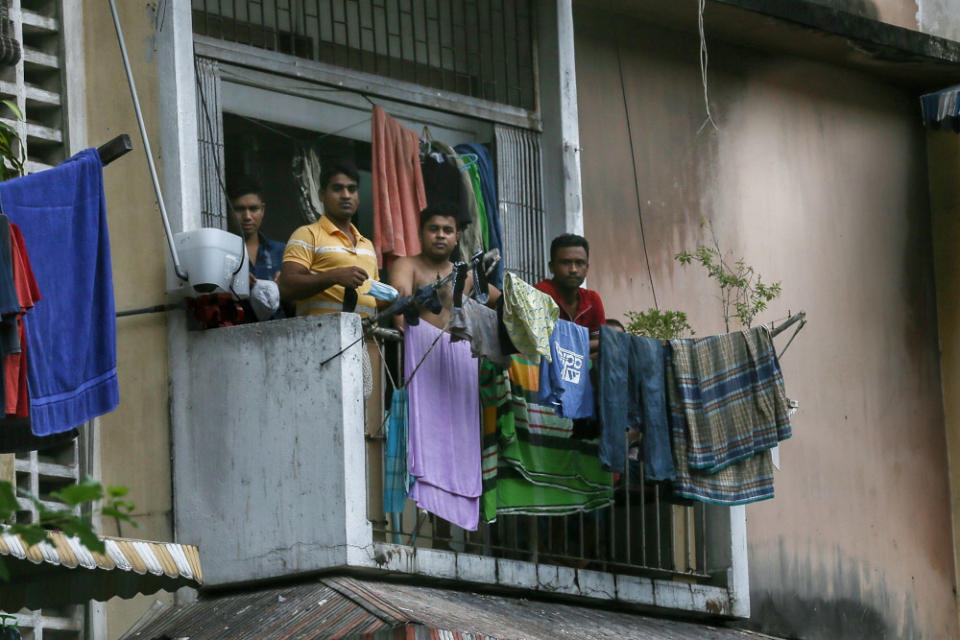 Foreign workers stay at home during the full movement control order June 2, 2021. — Picture by Ahmad Zamzahuri