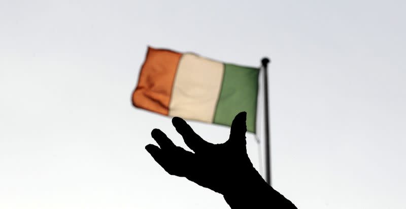 File photo of Ireland's national flag flying above a statue in Dublin