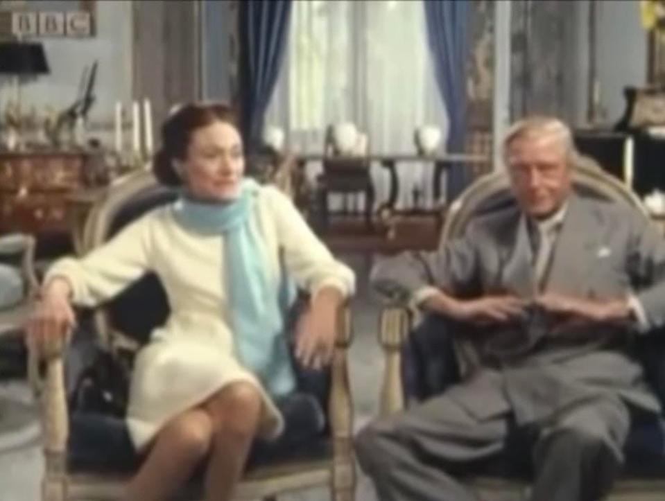 The Duke and Duchess of Windsor in their Paris apartment during the BBC interview that aired in 1970BBC