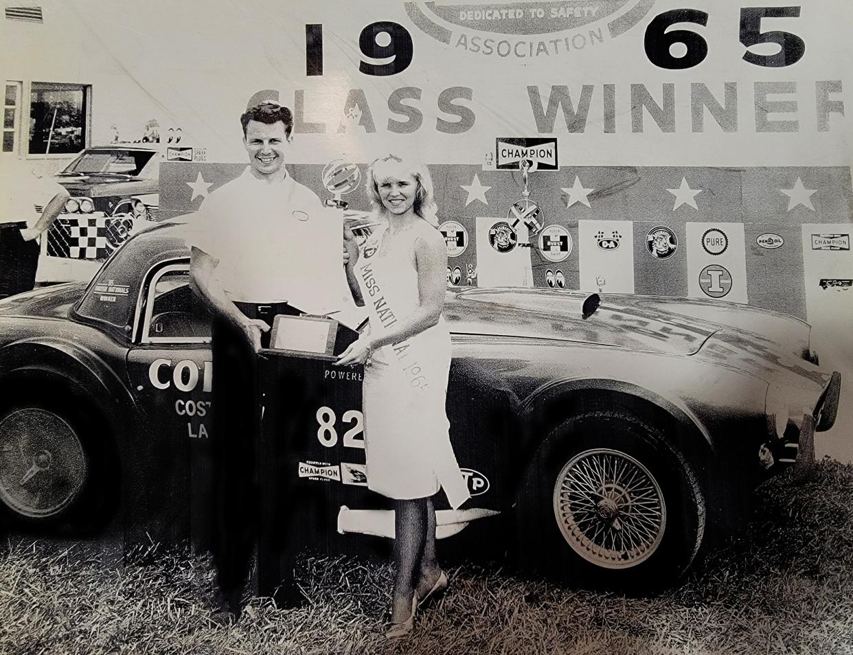 Shelby American announced Friday, June 2, 2023 it would reopen production of the classic 1963 Shelby "Dragonsnake" Cobra. Bruce Larson, a legendary drag racer, is pictured in this 1965 victory photo.