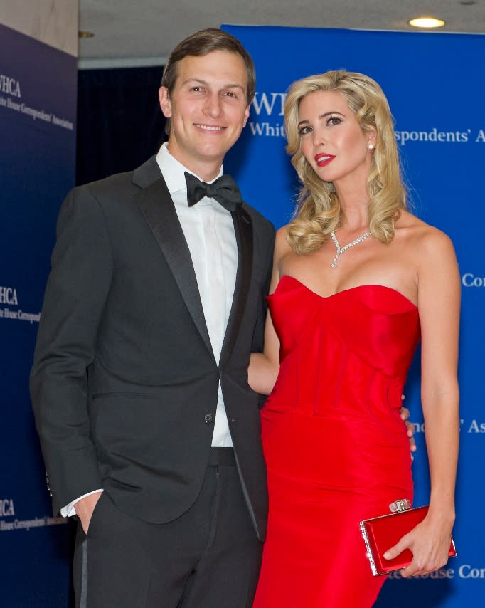 2015 White House Correspondents Association Annual Dinner at the Washington Hilton Hotel on Saturday, April 25, 2015. Pictured: Jared Kushner, chairman of Observer Media Group, left, and Ivanka Trump, executive vice president of development and acquisitions at Trump Organization LLC.