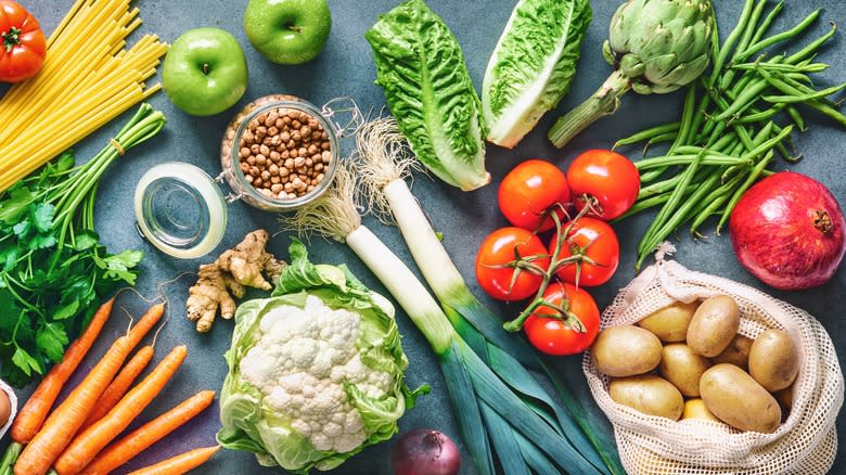 An assortment of fruits and vegetables