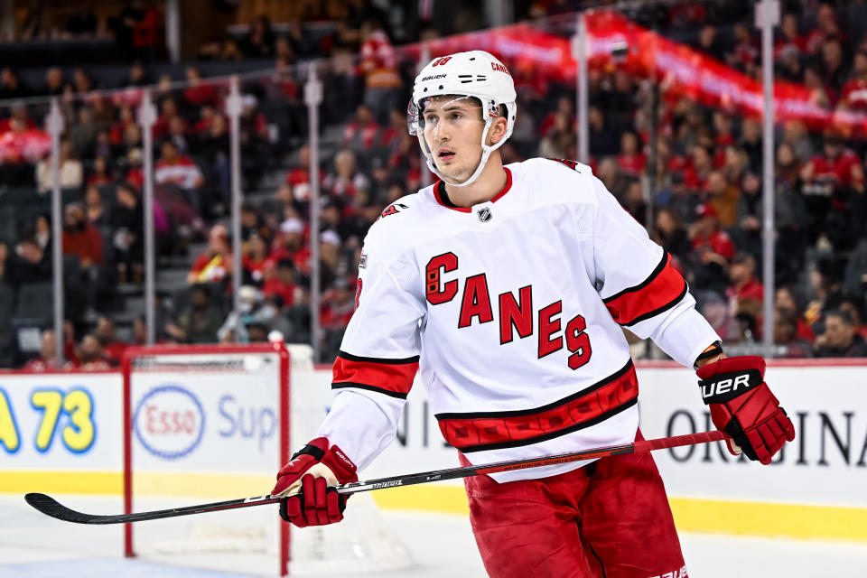 Hurricanes right wing Martin Necas has taken a big jump this season, making him a worthwhile trade target in fantasy hockey. 