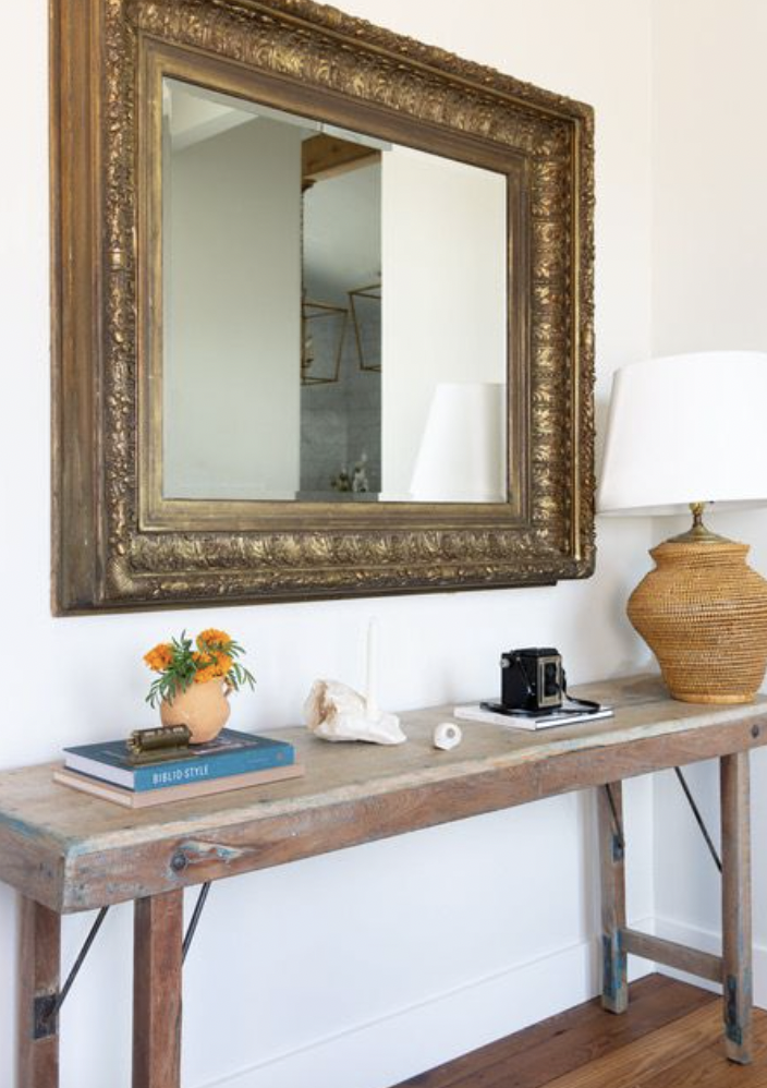 antique mirror in entryway