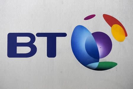 The British Telecom logo is seen, in central London November 13, 2008. REUTERS/Toby Melville