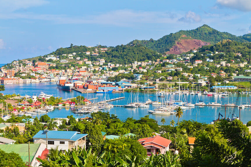 The harbor of St. George on Grenada.