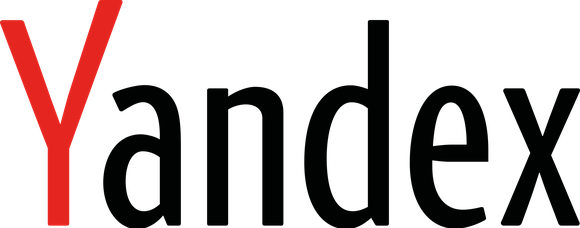 Yandex text logo with a red letter Y