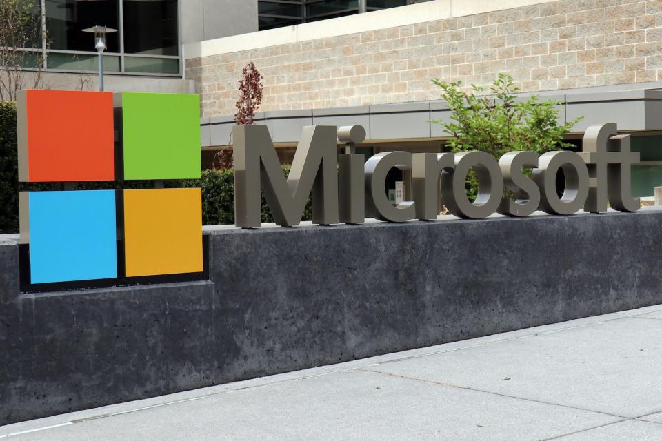 REDMOND, UNITED STATES - 2021/04/27: The Microsoft logo seen at the corporate headquarters in Redmond, United States.
The company announced its Q2 earnings on 27th Apr 2021. (Photo by Toby Scott/SOPA Images/LightRocket via Getty Images)