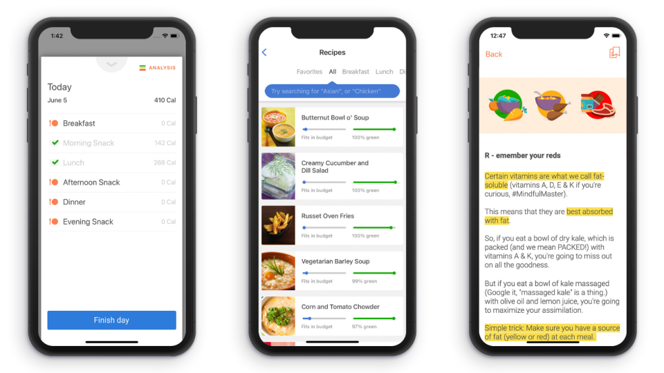 In addition to the daily food logging, the Noom app provides motivation with about eight daily “tasks” you’re asked to complete.