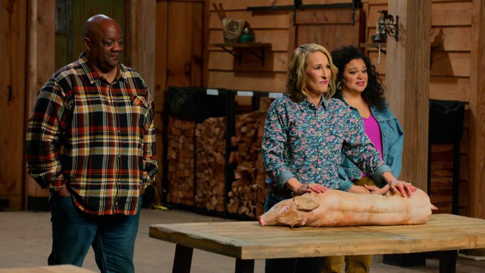 Competition pitmaster and restaurateur Melissa Cookston is a judge on Netflix's "Barbecue Showdown." From left are Kevin Bludso, Melissa Cookston and Michelle Buteau on "Barbecue Showdown."