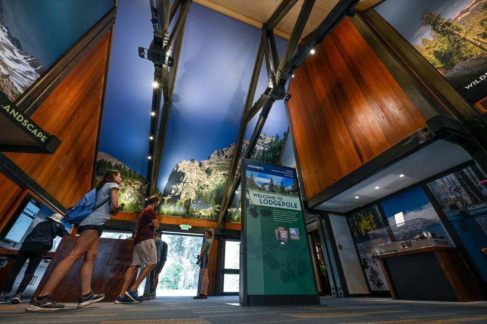 Large visuals and interactive displays are featured Friday, August 4, 2023 in the redesigned Lodgepole Visitor Center in Sequoia National Park.
