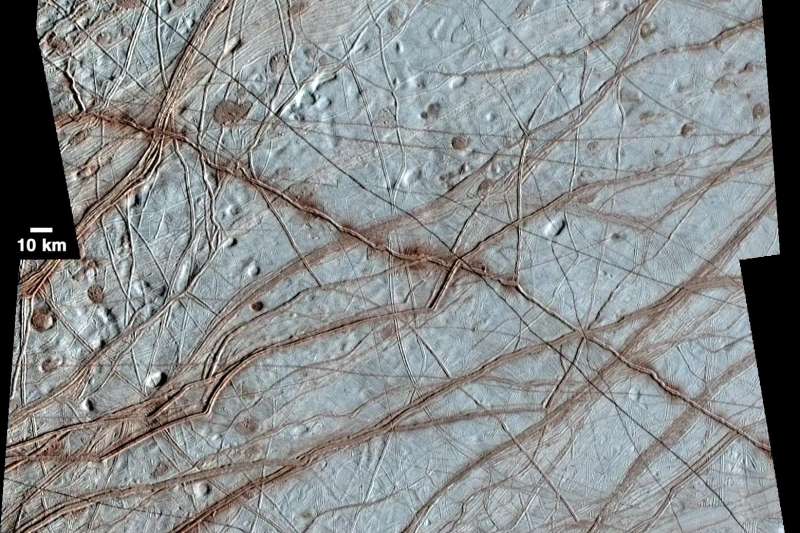 木星衛星「木衛二」（Europa，歐羅巴）地表（NASA）