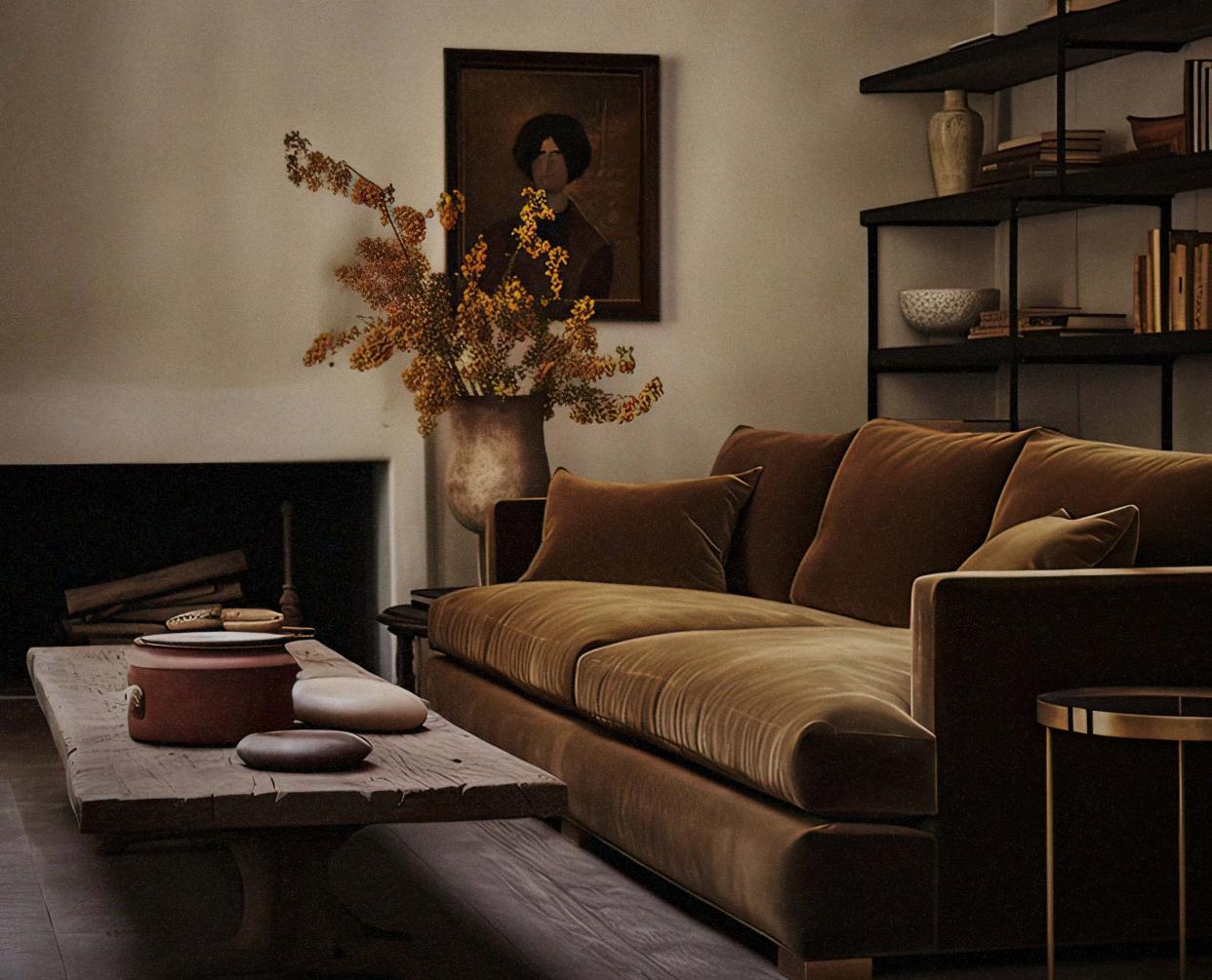  A living room painted in earthy off-white. 