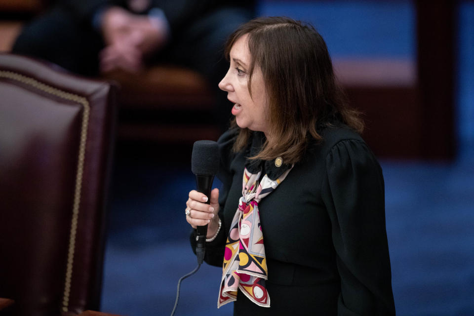 Sen. Lori Berman speaks on the first day of the Florida legislature's 2021 special session on gambling at the Capitol Monday, May 17, 2021. 