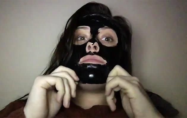 This woman tried a charcoal face mask. Photo: Jukin Media